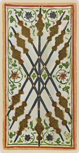 The Seven of Wands, Facsimile of a Tarot Card from the 